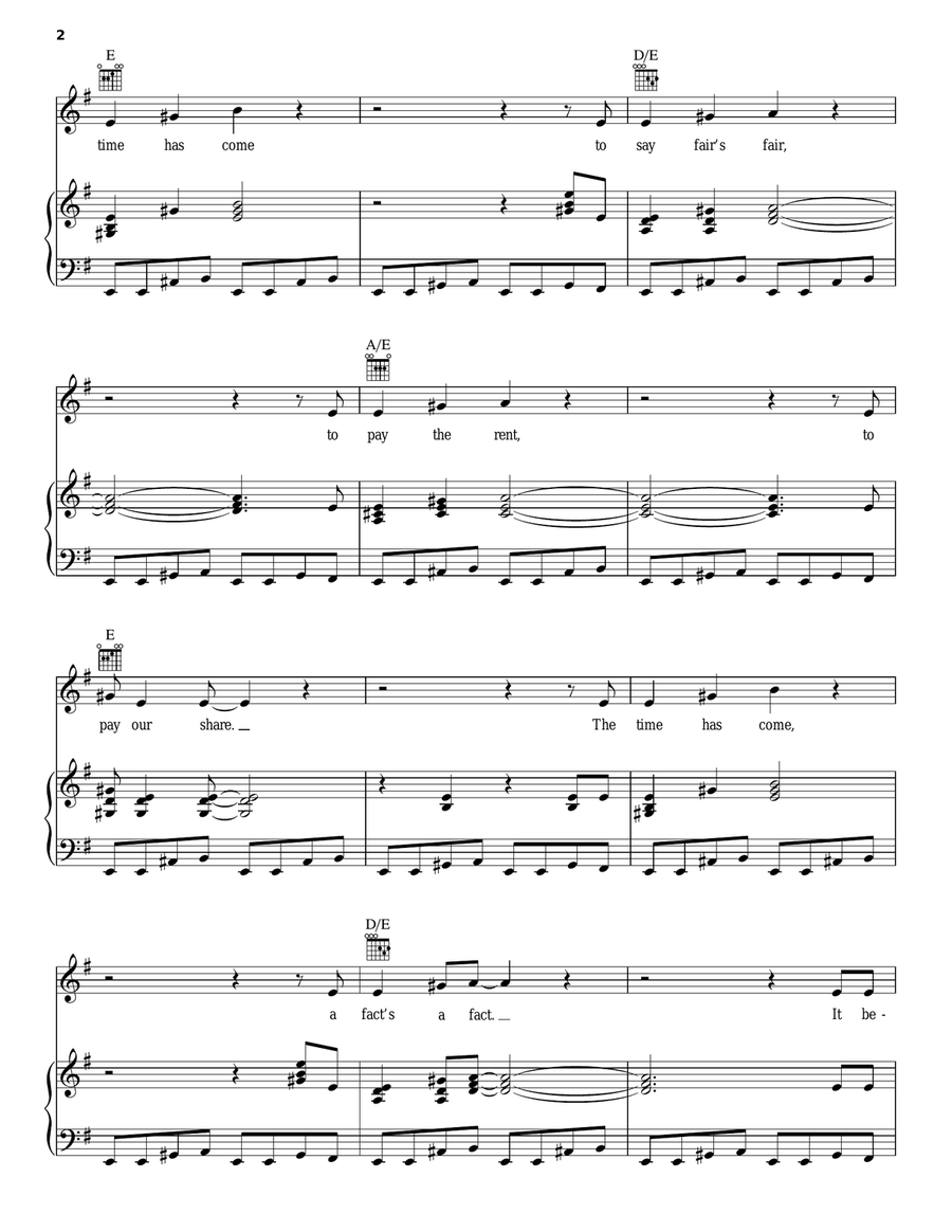 Beds Are Burning Piano, Vocal, Guitar scores gallery preview page 2