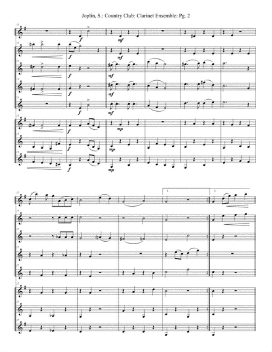 Country Club (Clarinets) Woodwind Ensemble scores gallery preview page 3