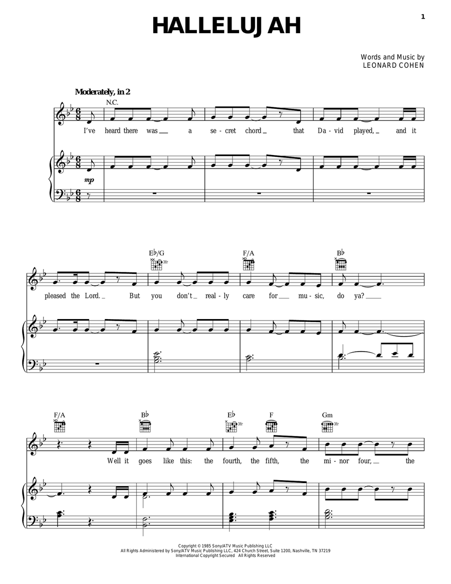 Hallelujah A Cappella scores gallery preview page 1
