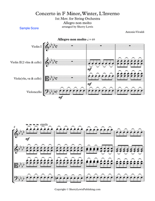 CONCERTO IN F MINOR, WINTER, 1st. Mov. (Allegro con molto) by Vivaldi, String Trio, Intermediate Lev