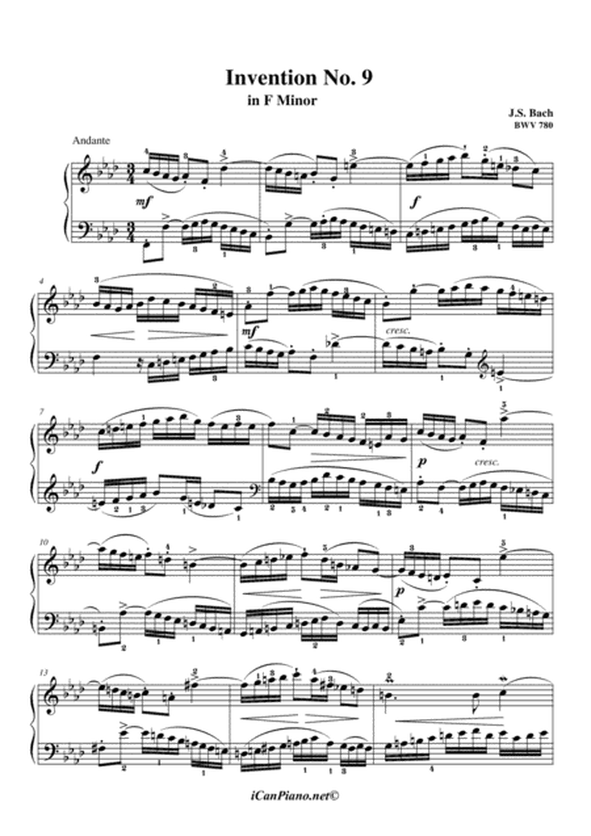 Bach Invention No. 9 in F Minor, BWV 780 image number null