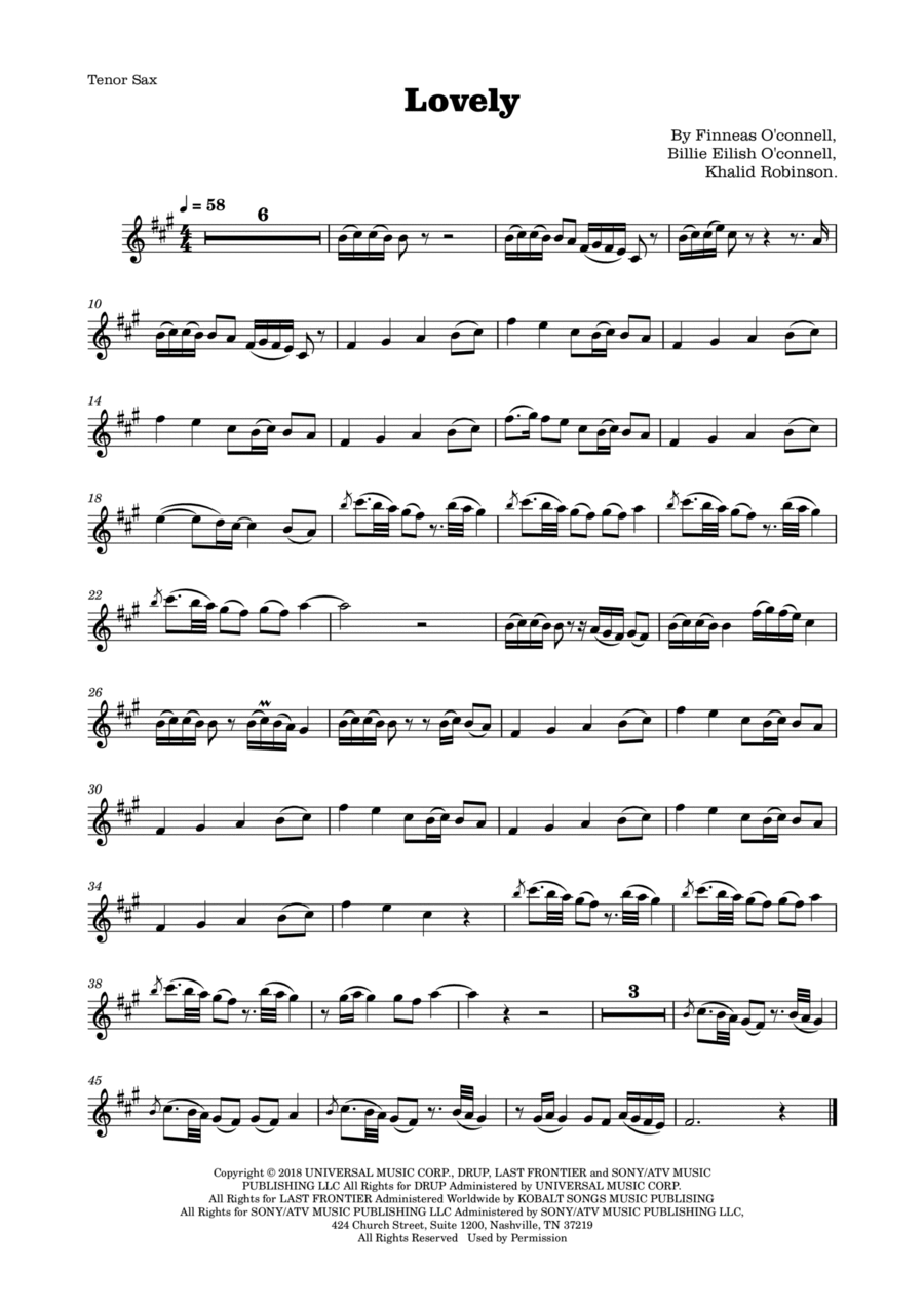 Lovely Tenor Saxophone scores gallery preview page 1