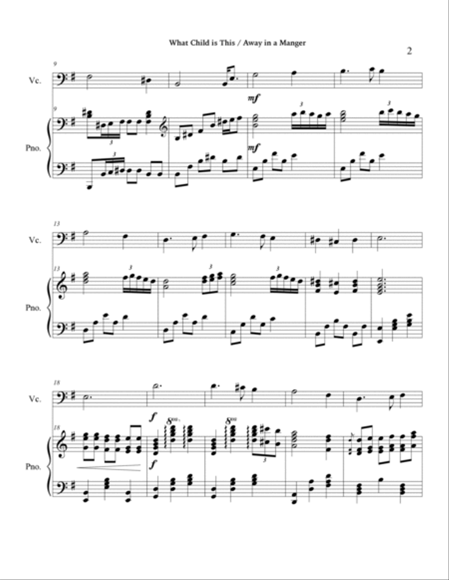 Christmas Medley (What Child is This / Away in a Manger): Cello and Piano Piano scores gallery preview page 6