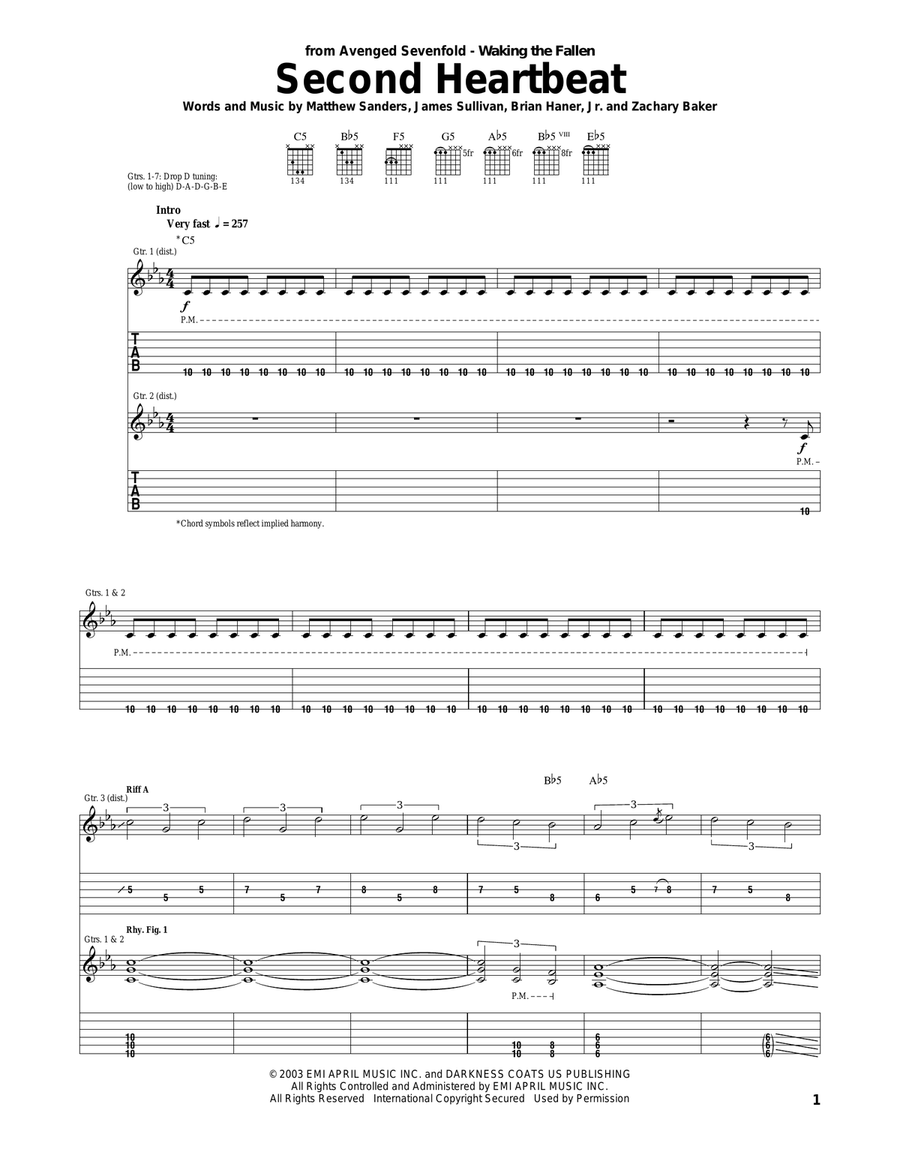 Second Heartbeat Acoustic Guitar scores gallery preview page 1