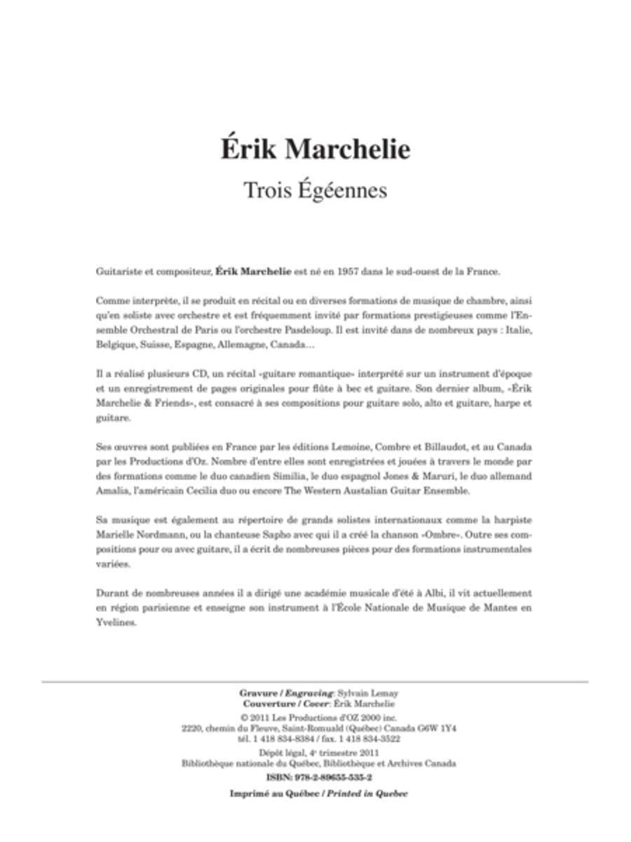 Trois Égéennes Classical Guitar scores gallery preview page 1