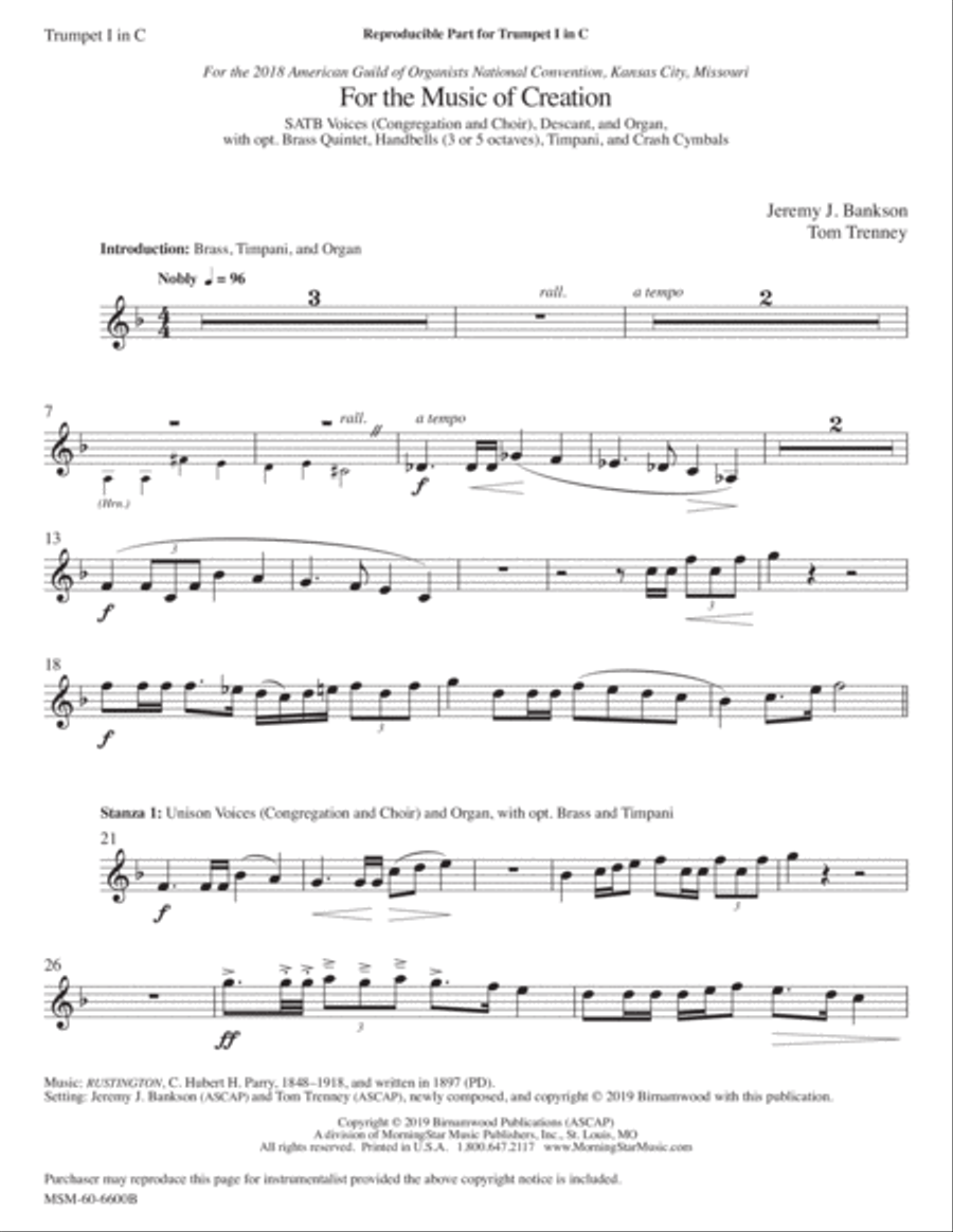 For the Music of Creation Choir scores gallery preview page 1