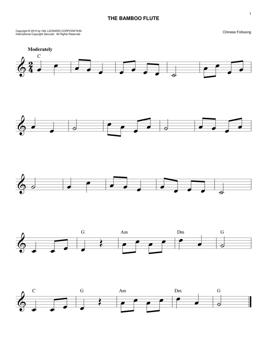 The Bamboo Flute Flute scores gallery preview page 1
