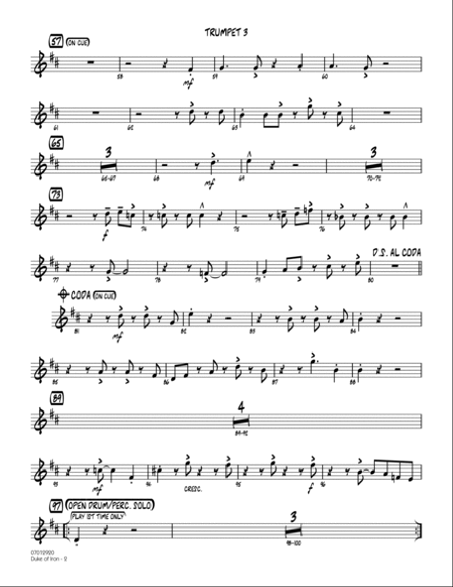 Duke Of Iron - Trumpet 3 Duke Of Iron - Trumpet 3 Trumpet scores gallery preview page 2