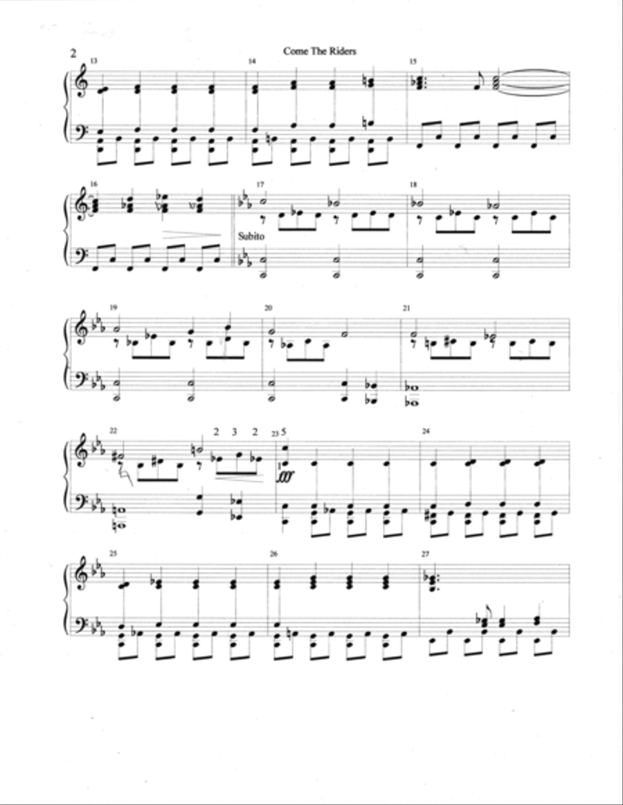 Come the Riders Come the Riders Piano Solo scores gallery preview page 2