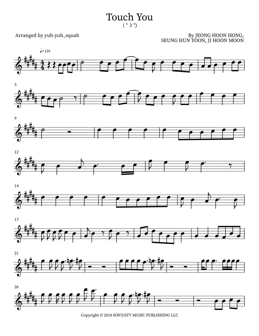 Touch You Touch You Violin Solo scores gallery preview page 1