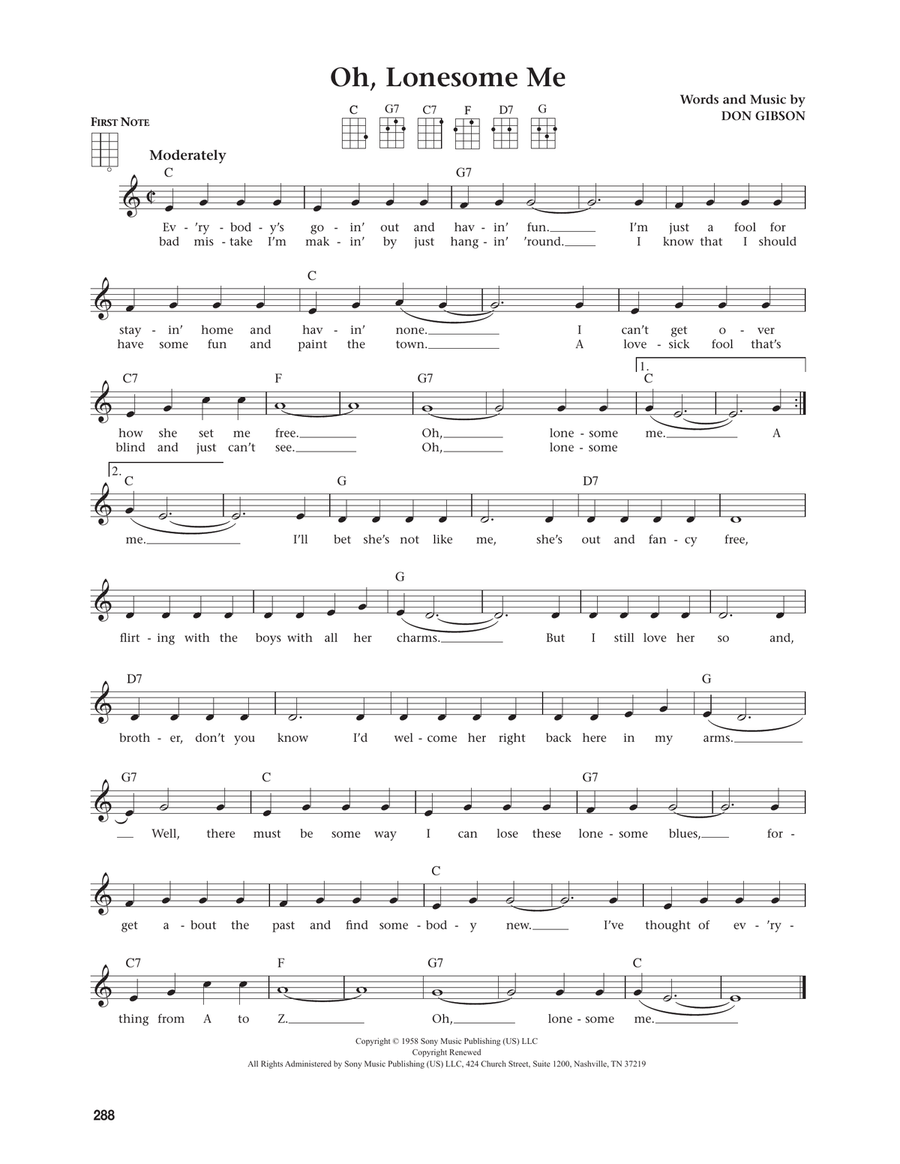 Oh, Lonesome Me (from The Daily Ukulele) (arr. Jim Beloff) Ukulele scores gallery preview page 1