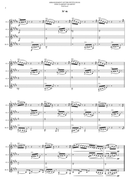 ARRANGEMENT OF THE PETITS DUOS FOR CLARINET QUARTET Nº 45 & 46 image number null