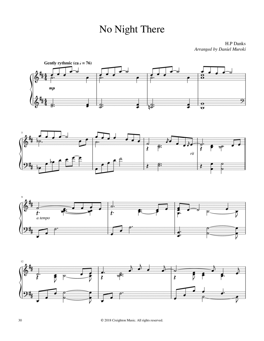 No Night There Piano Solo scores gallery preview page 1