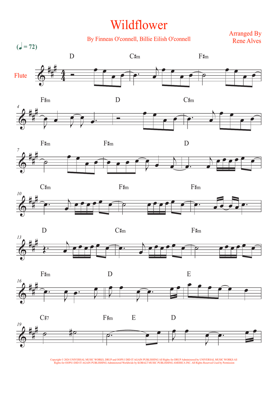 Wildflower Flute Solo scores gallery preview page 1