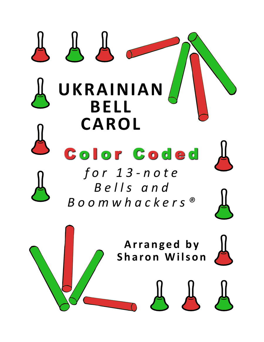 Ukrainian Bell Carol (for 13-note Bells and Boomwhackers with Color Coded Notes) Handbell Choir scores gallery preview page 1