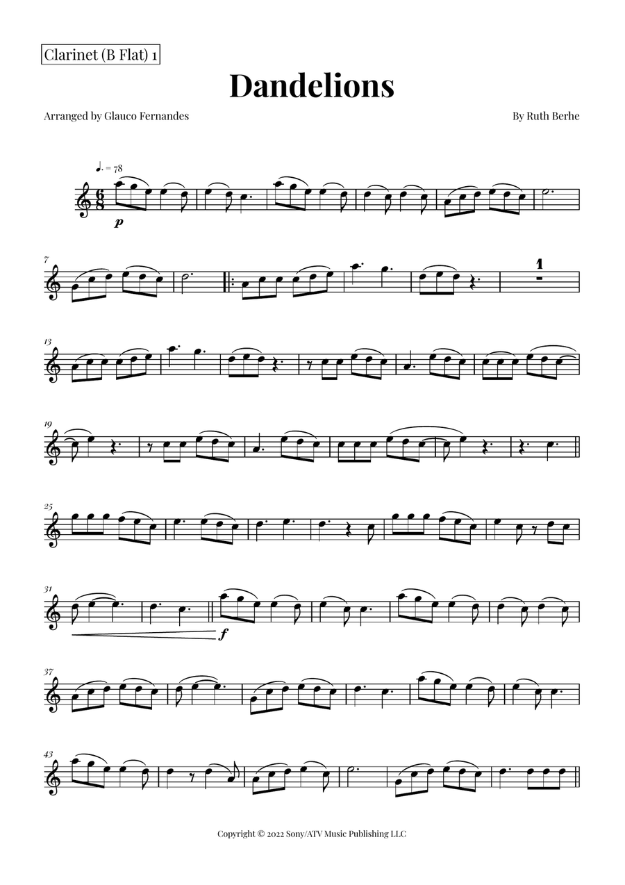 Dandelions Clarinet Duet scores gallery preview page 4