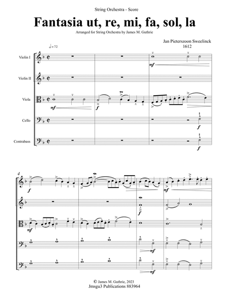 Sweelinck: Fantasia Ut, re, mi, fa, sol, la for String Orchestra - Score Only image number null