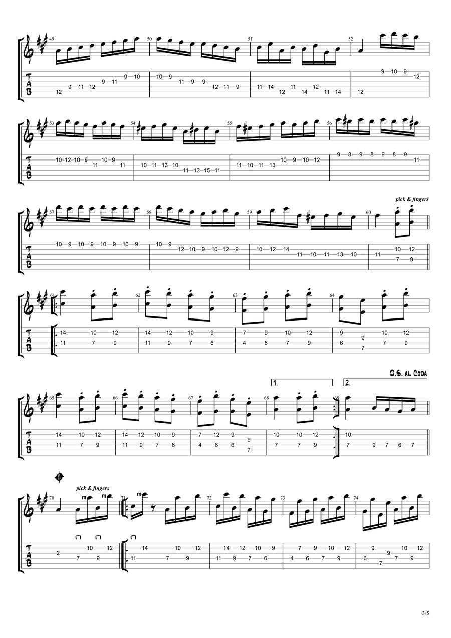 Rondo Alla Turca (Turkish March) for Flatpicking Guitar / Electric Guitar Flatpicking Guitar scores gallery preview page 3