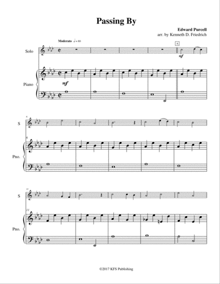 Passing By Piano scores gallery preview page 1