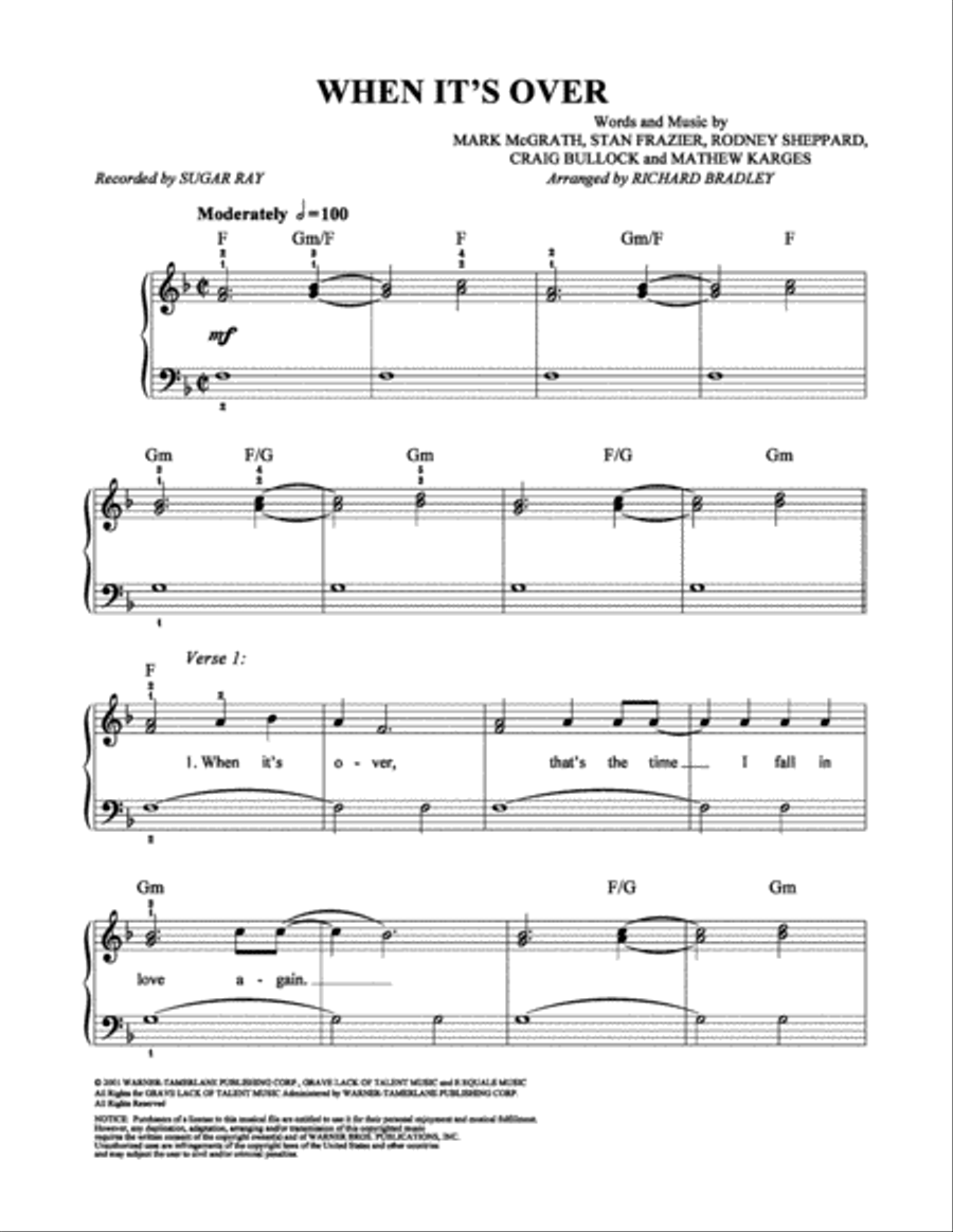 When It's Over Easy Piano scores gallery preview page 1