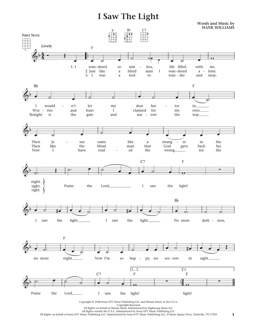 I Saw The Light (from The Daily Ukulele) (arr. Liz and Jim Beloff) Ukulele scores gallery preview page 1
