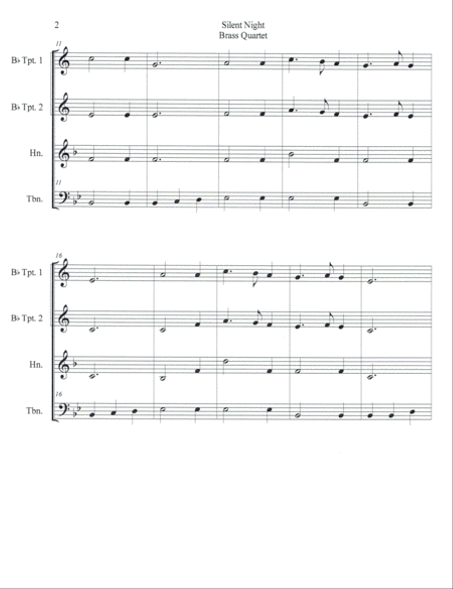 Silent Night for Brass Quartet Brass Quartet scores gallery preview page 2