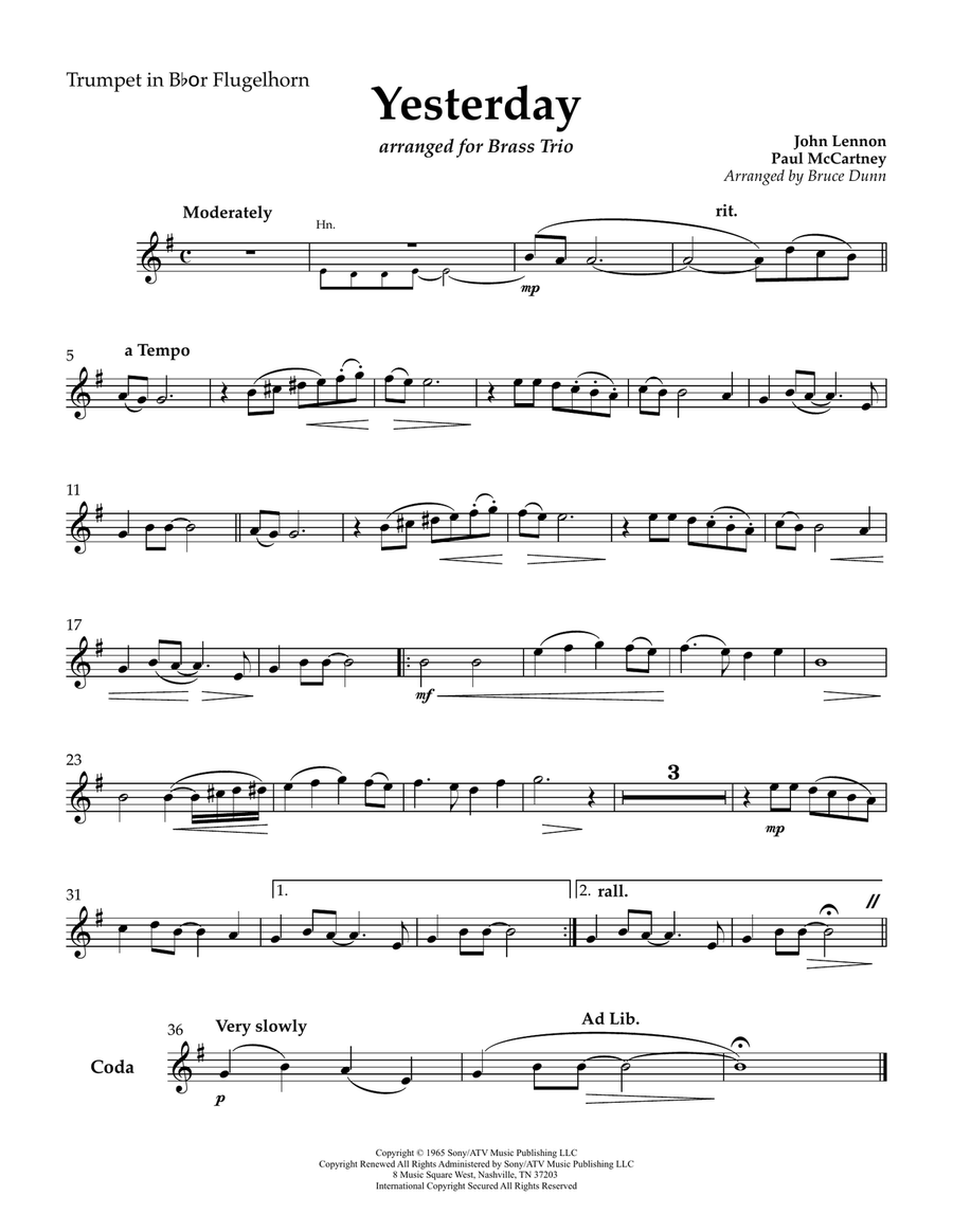 Yesterday Brass Ensemble scores gallery preview page 2