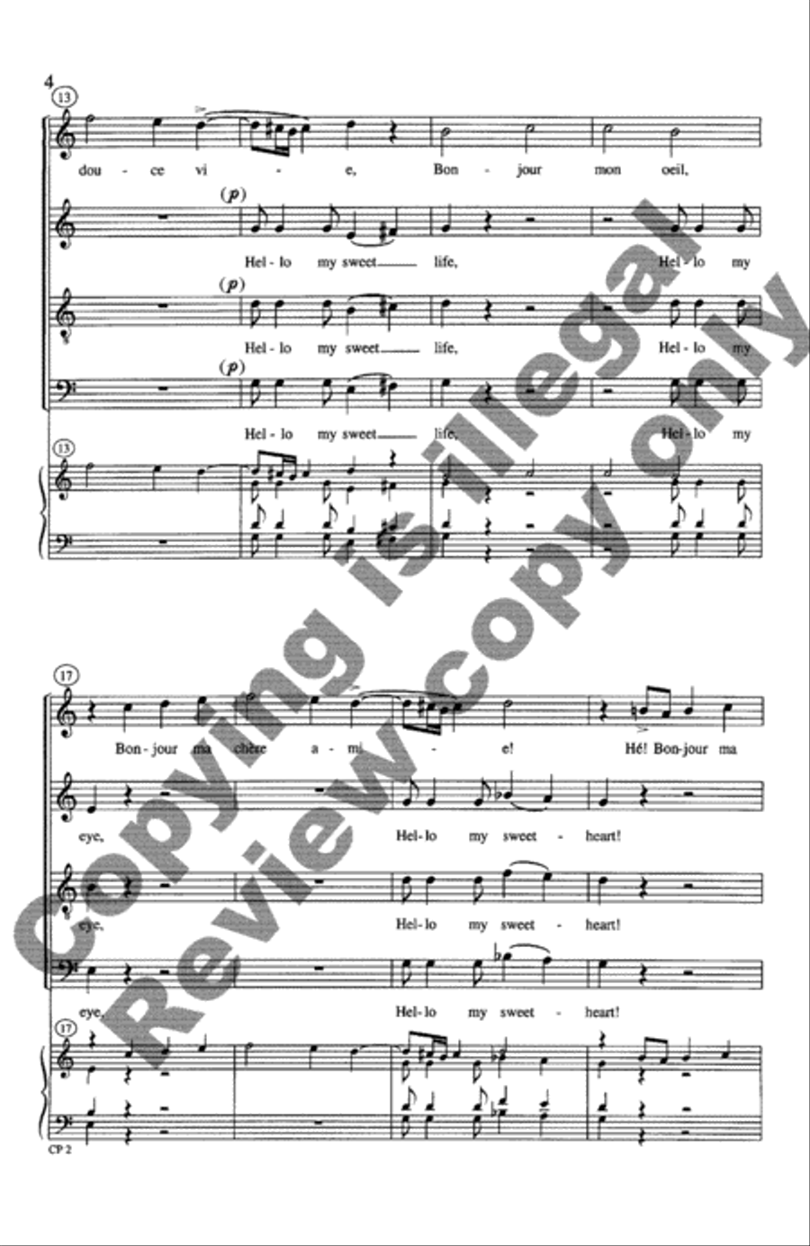 Bon Jour, Mon Coeur 4-Part scores gallery preview page 19