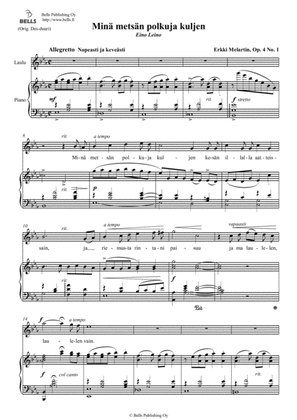 Mina metsan polkuja kuljen, Op. 4 No. 1 (E-flat Major)