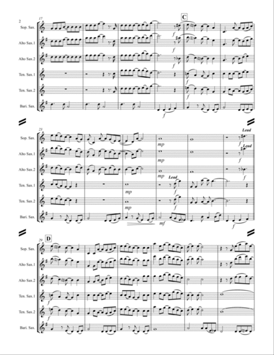 Friends In Low Places Saxophone Quintet scores gallery preview page 3