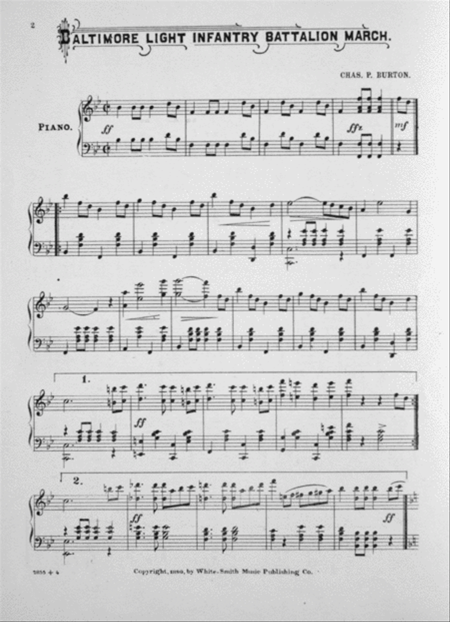 Baltimore Light Infantry Batalion March Piano Solo scores gallery preview page 2