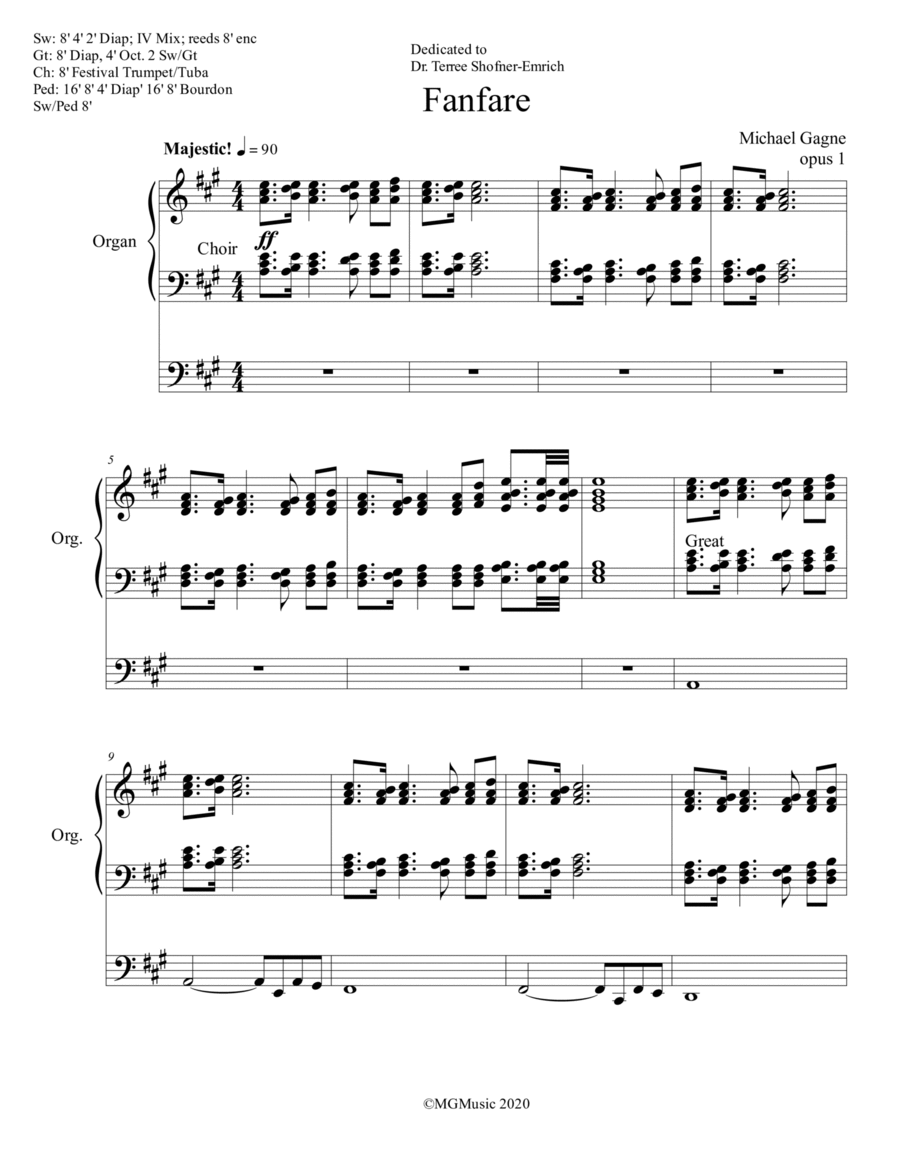 Fanfare for Organ Organ Solo scores gallery preview page 1