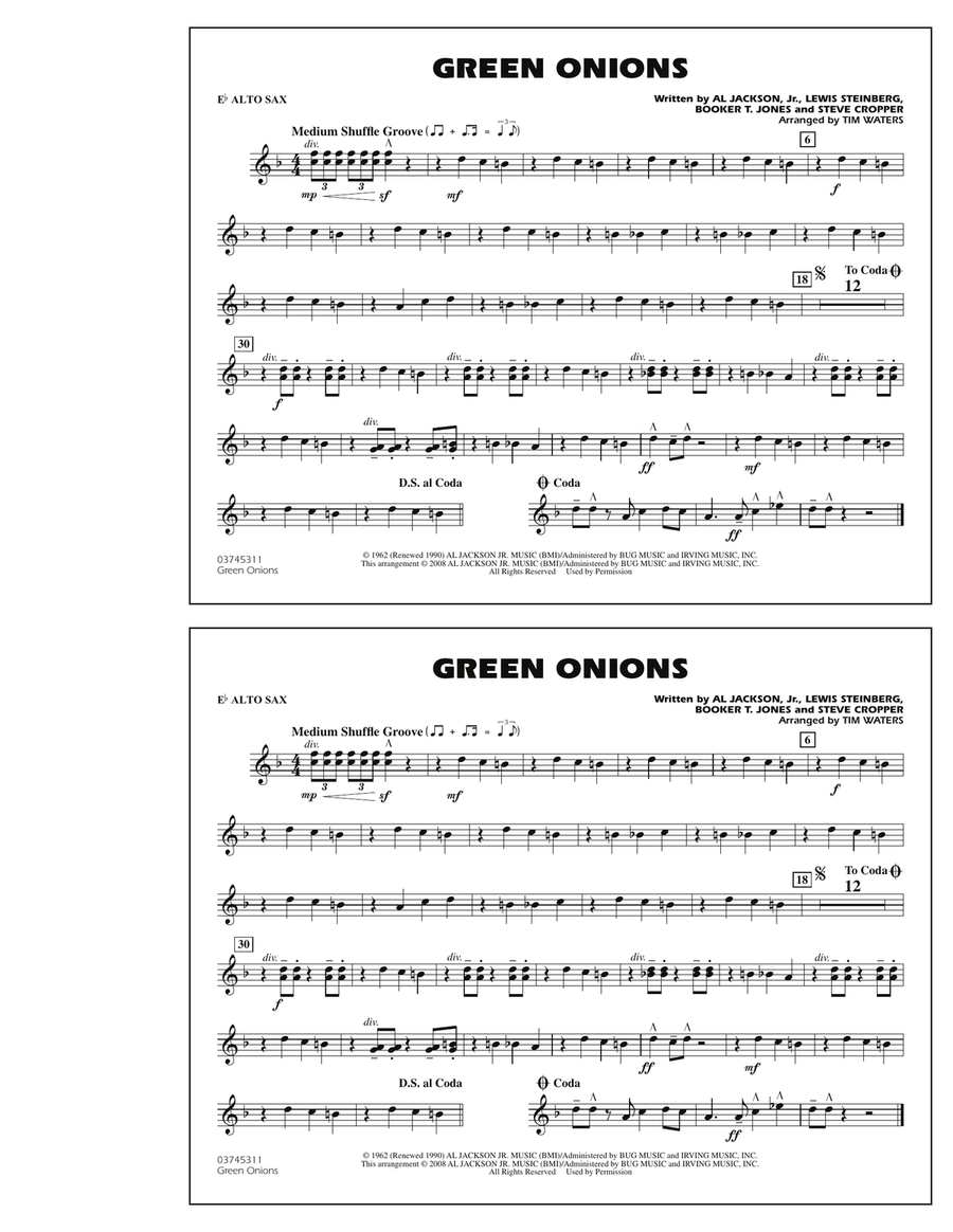 Green Onions - Eb Alto Sax Marching Band scores gallery preview page 1