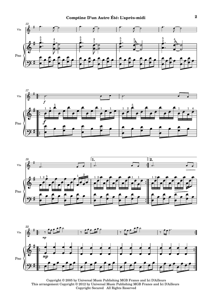 Comptine D'un Autre Été: L'après-midi Violin Solo scores gallery preview page 3