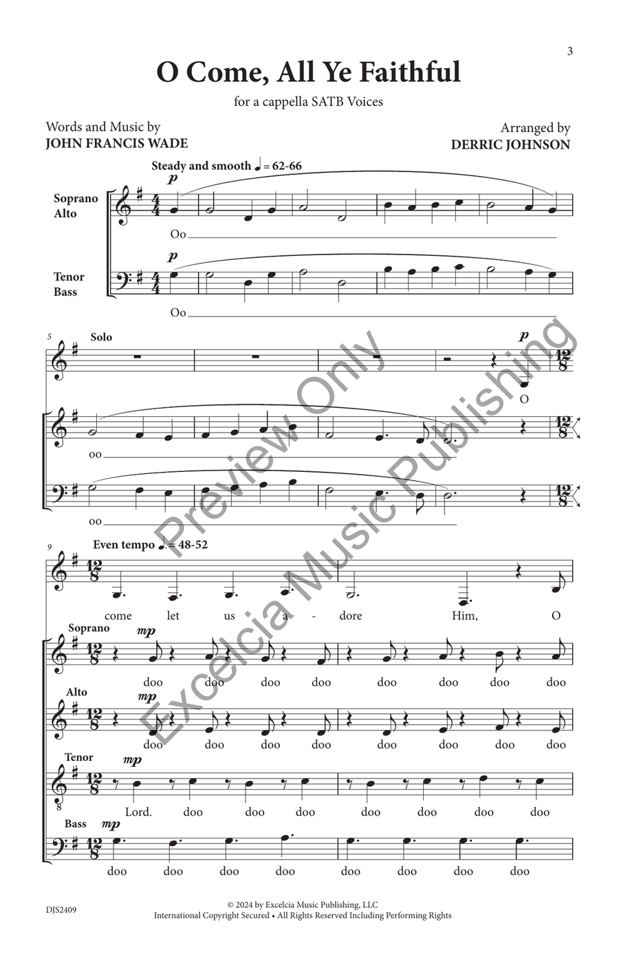 O Come, All Ye Faithful 4-Part scores gallery preview page 4
