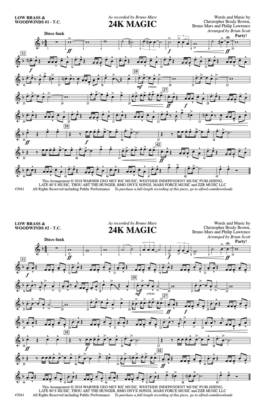 24K Magic: Low Brass & Woodwinds #1 - Treble Clef