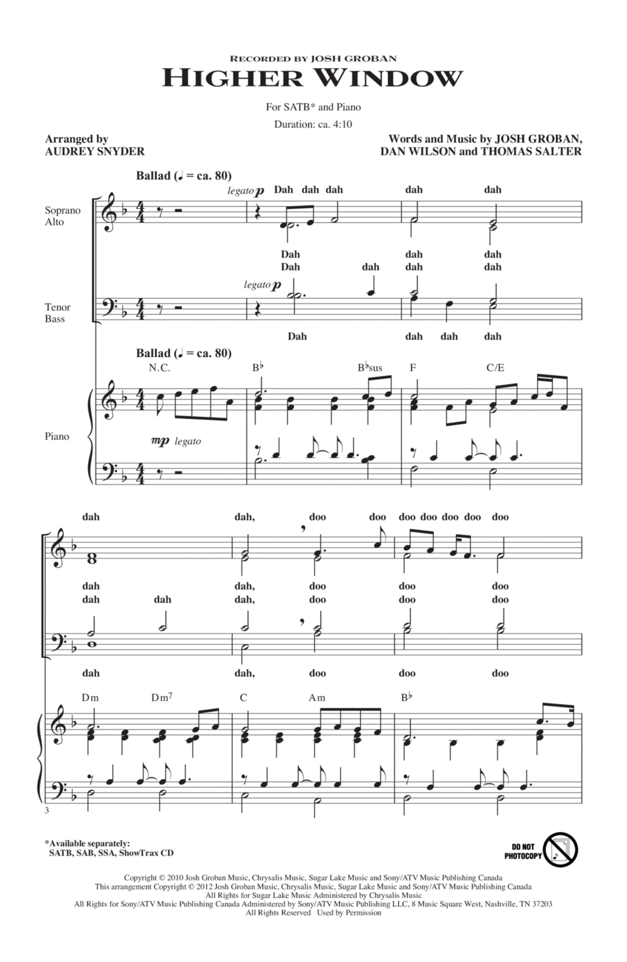 Higher Window Higher Window 4-Part scores gallery preview page 1