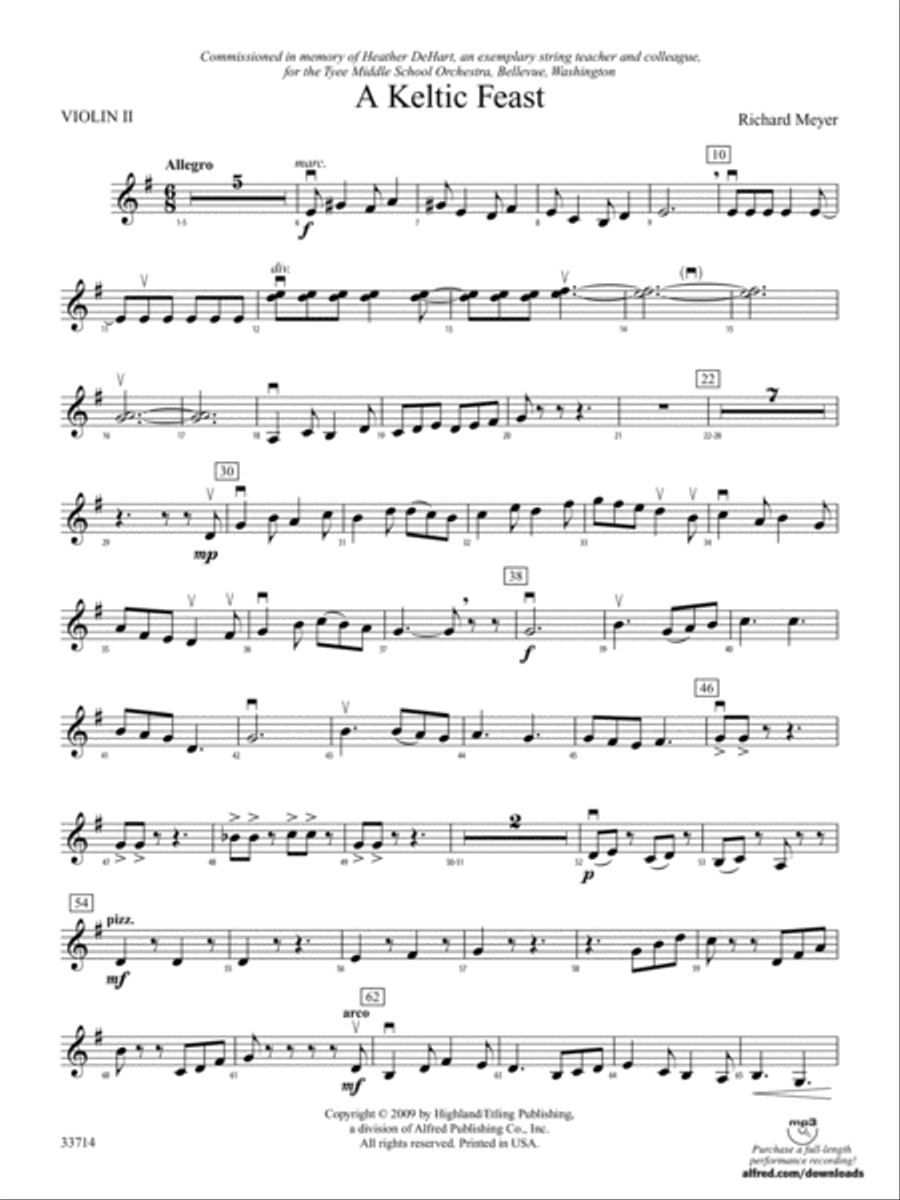 A Keltic Feast: 2nd Violin String Orchestra scores gallery preview page 1