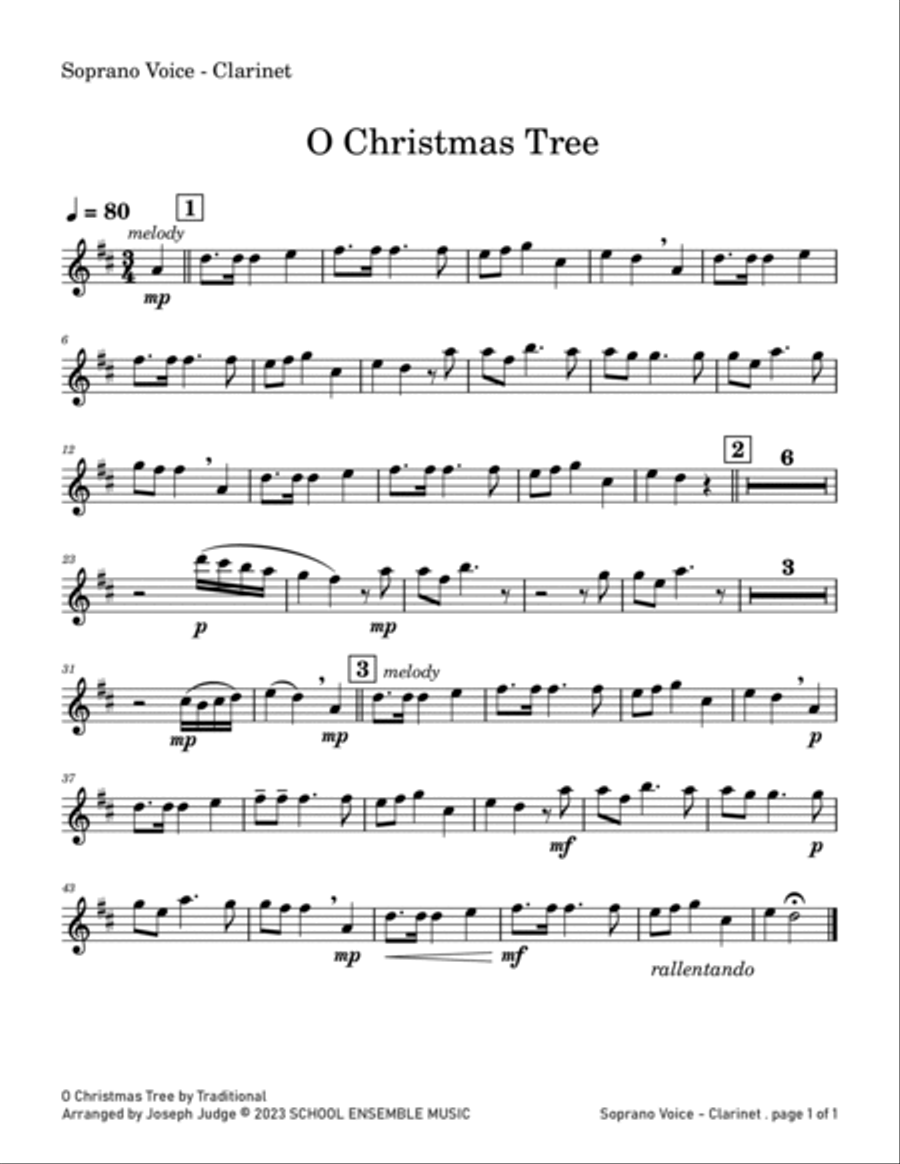 O Christmas Tree for Clarinet Quartet in Schools Clarinet Quartet scores gallery preview page 4