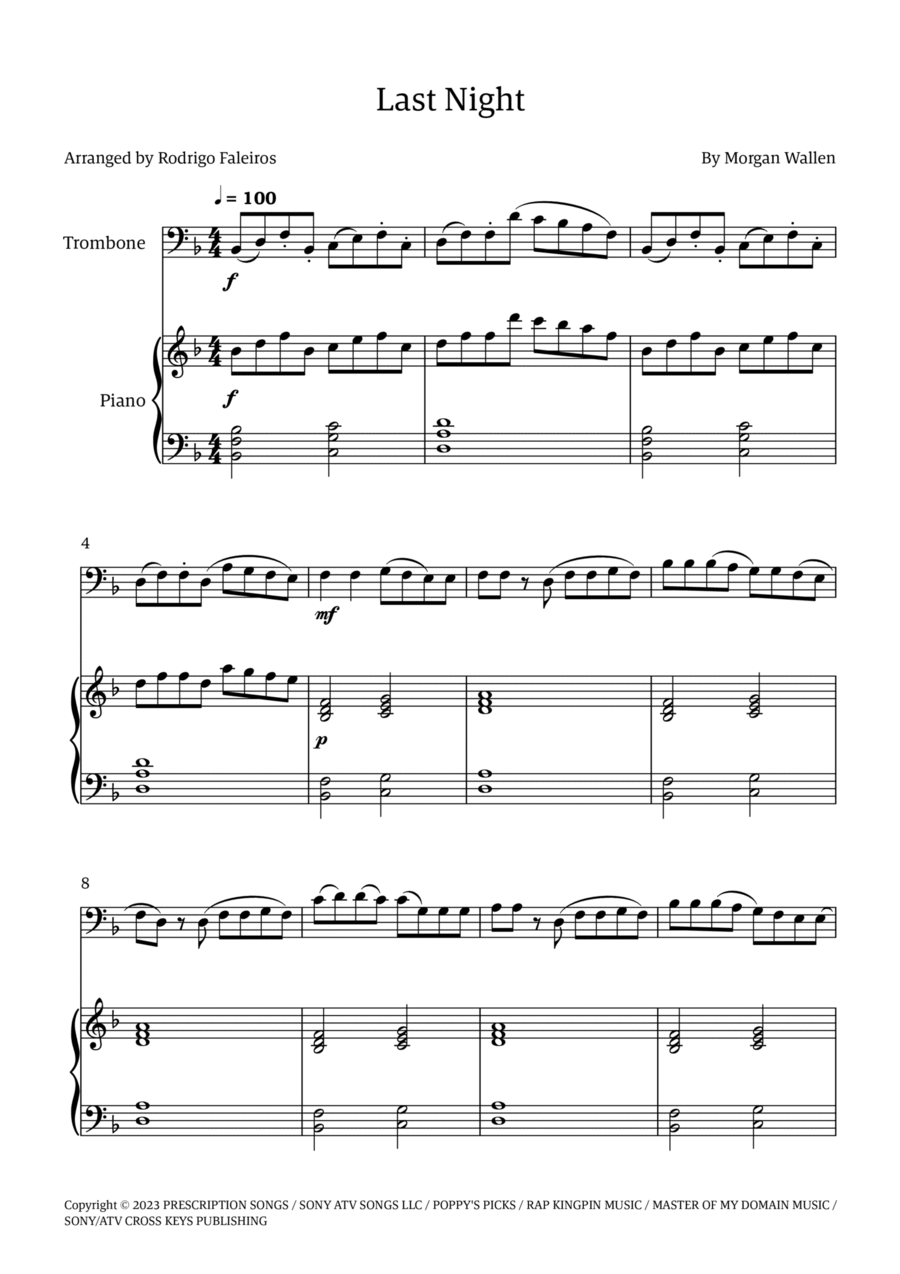 Last Night Piano scores gallery preview page 1