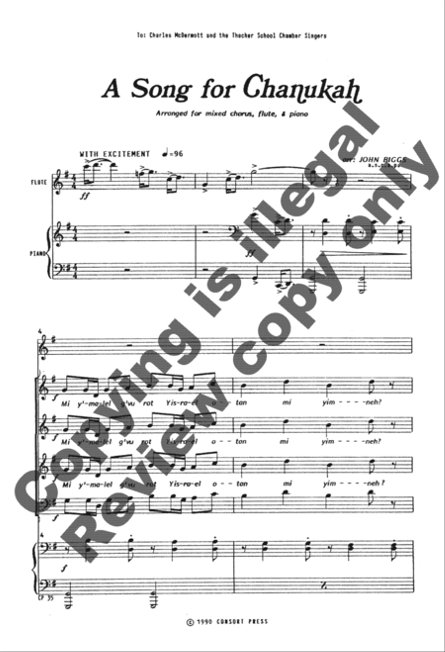 A Song for Chanukah (Full/Choral Score) image number null