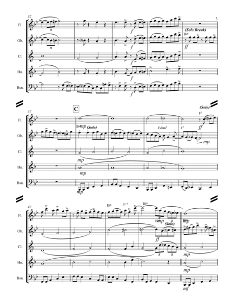 Rudolph The Red-nosed Reindeer Woodwind Quintet scores gallery preview page 4