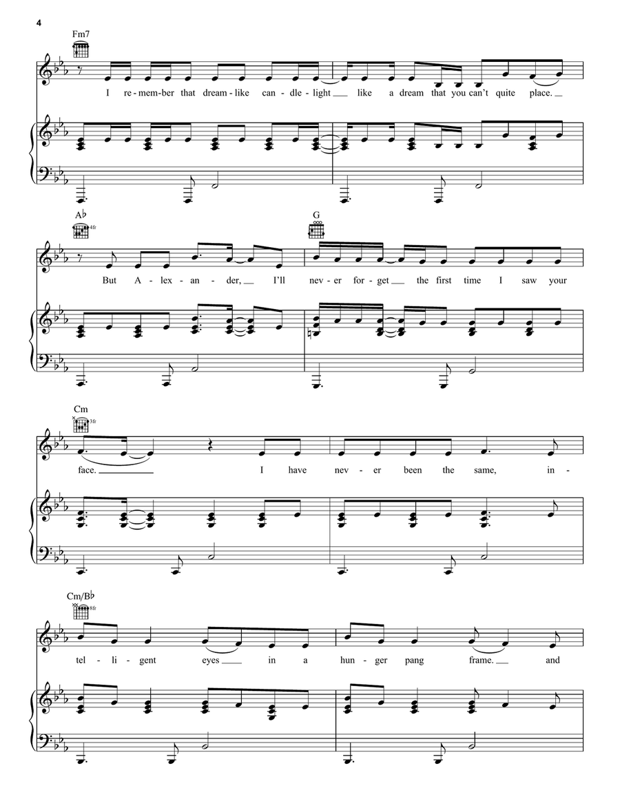 Satisfied Piano, Vocal, Guitar scores gallery preview page 4