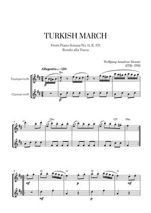 W. A. Mozart - Turkish March (Alla Turca) (with chords) (for Trumpet and Clarinet)
