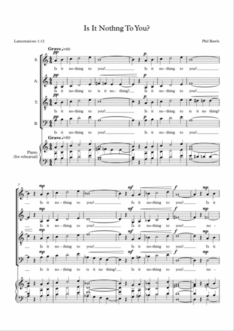 Is It Nothing To You 4-Part scores gallery preview page 1