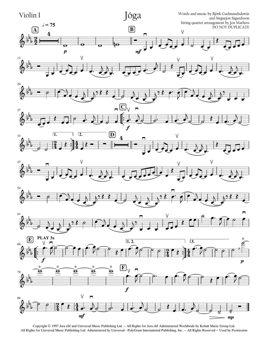 Joga String Quartet scores gallery preview page 1
