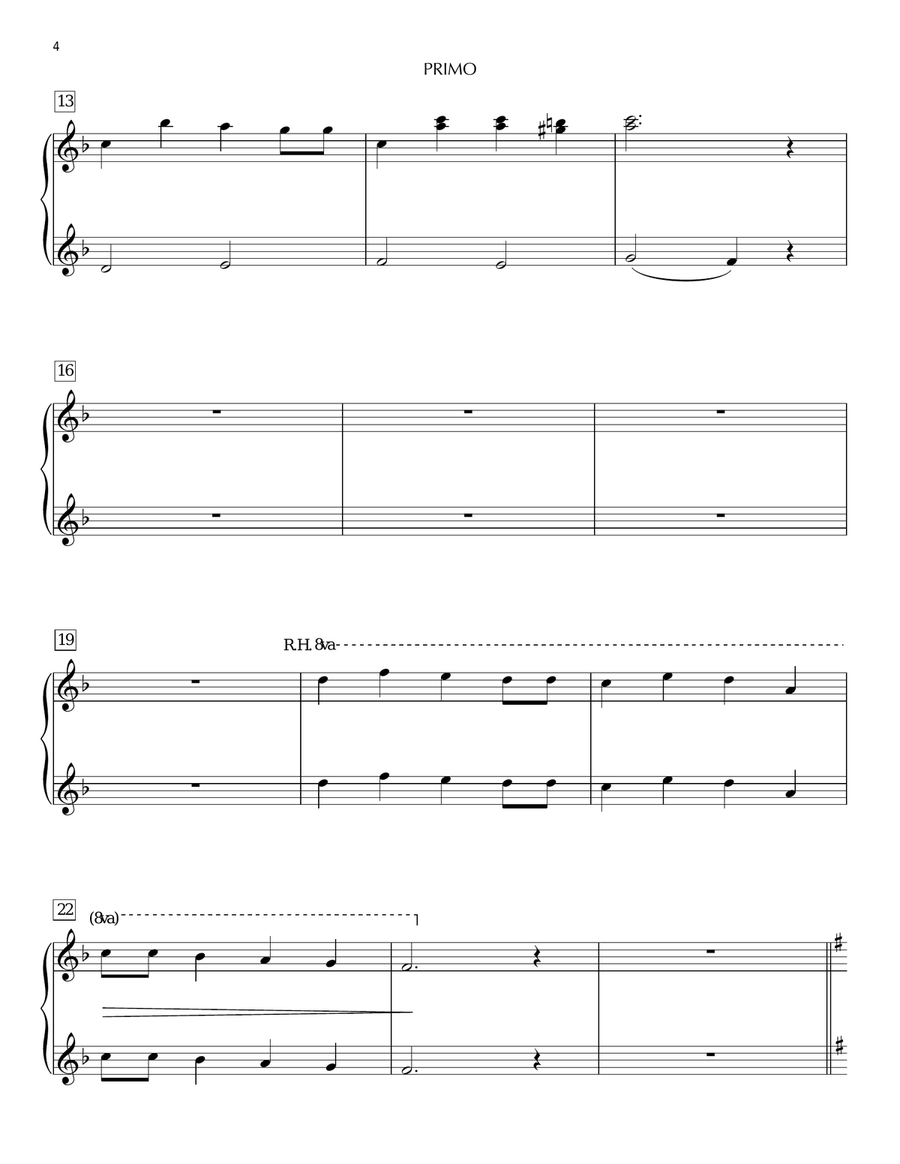 Here Comes Santa Claus (Right Down Santa Claus Lane) Piano Duet scores gallery preview page 4