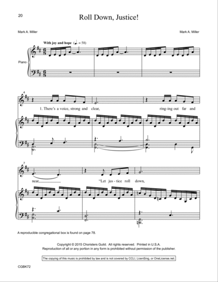 Roll Down, Justice!: Sacred Songs and Social Justice Unison Choir scores gallery preview page 5
