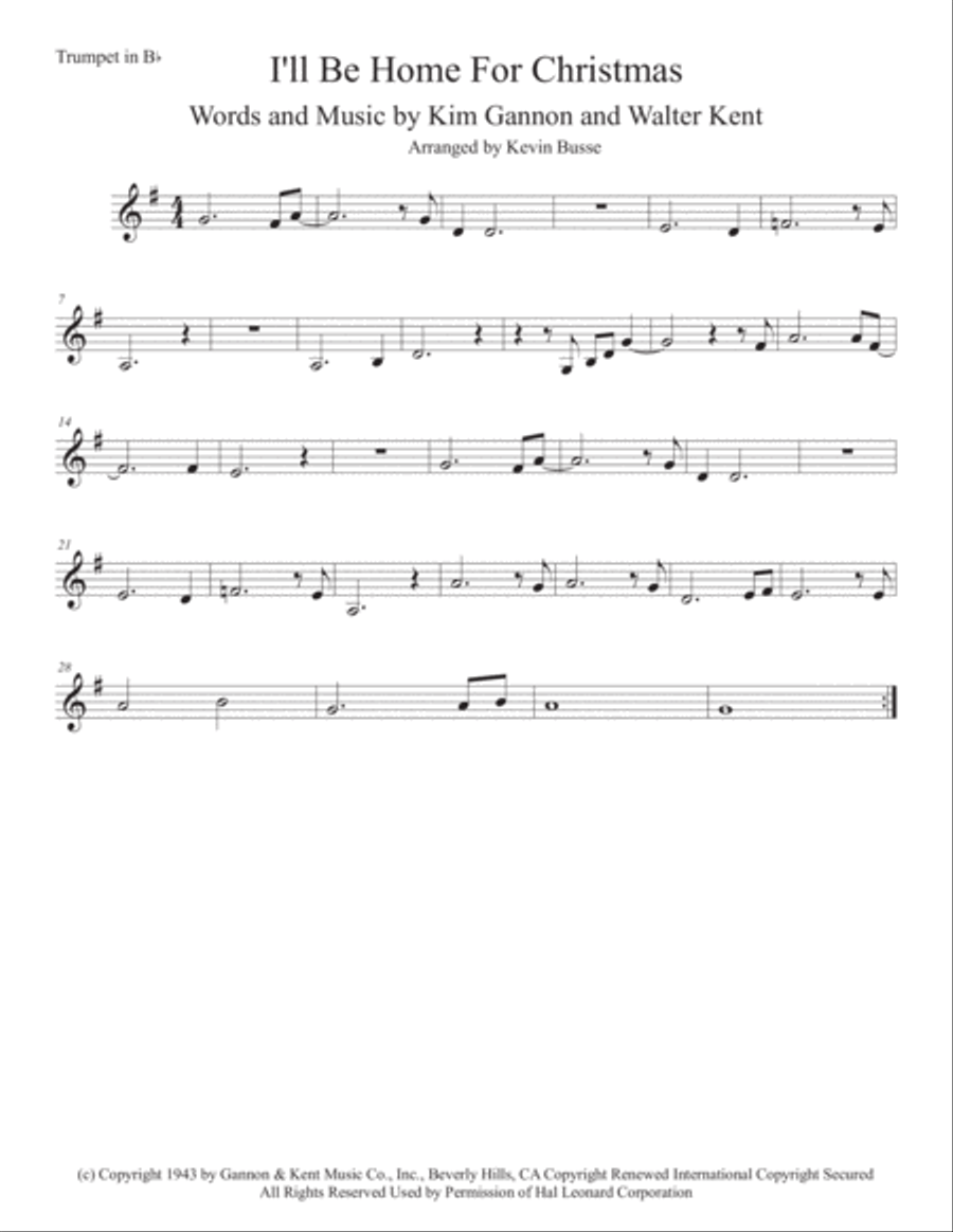 I'll Be Home For Christmas Trumpet Solo scores gallery preview page 1