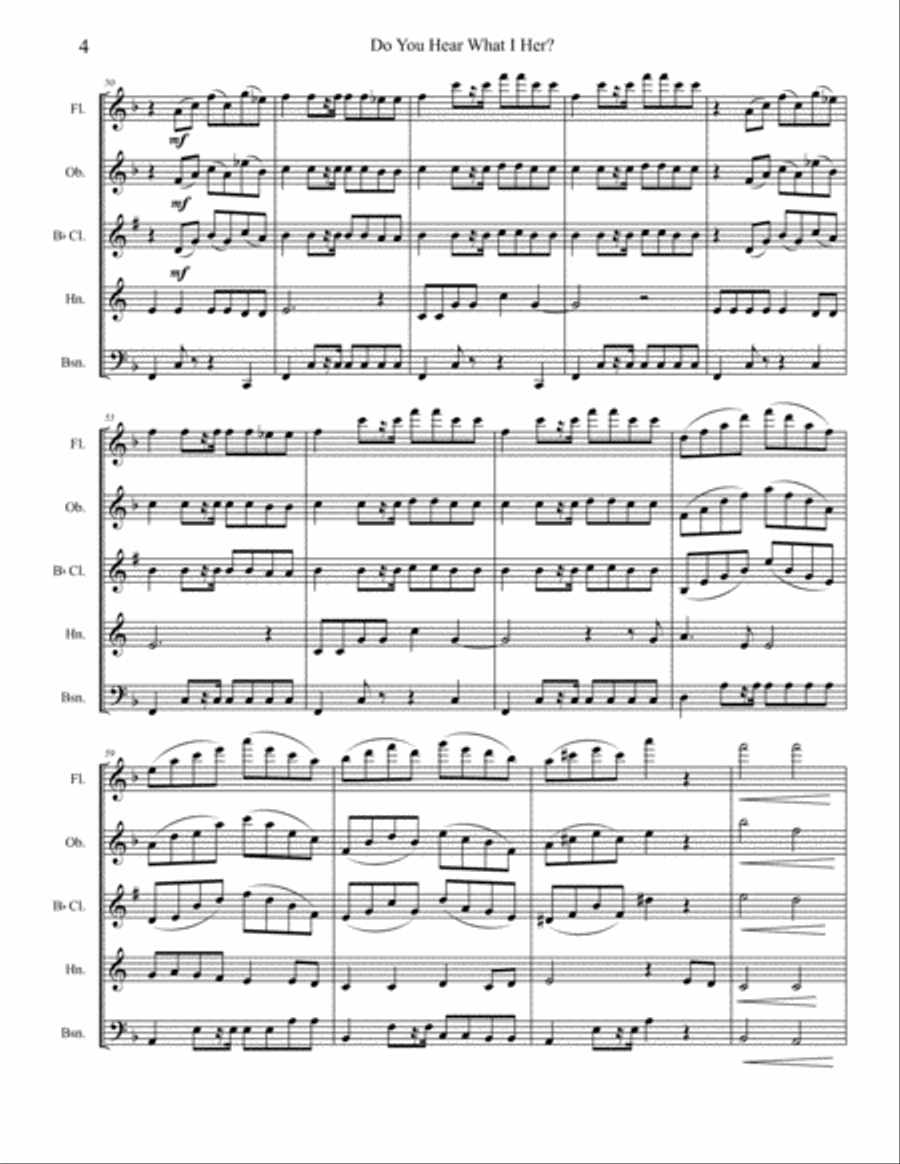 Do You Hear What I Hear Woodwind Quintet scores gallery preview page 4